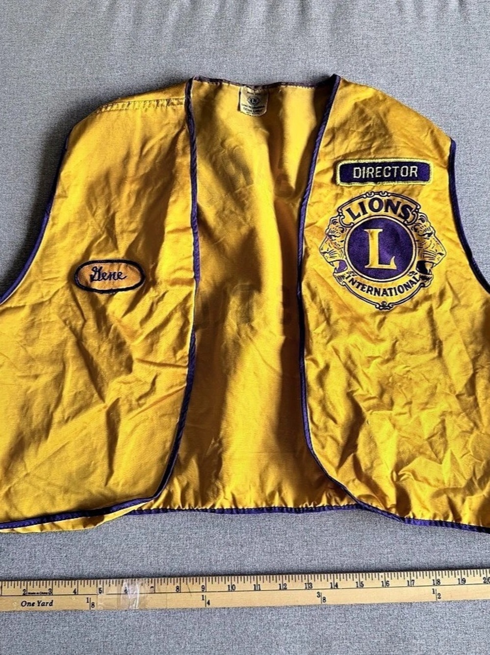 Vintage USA Lions International Director vest Yellow Purple Men's Size XL Vest